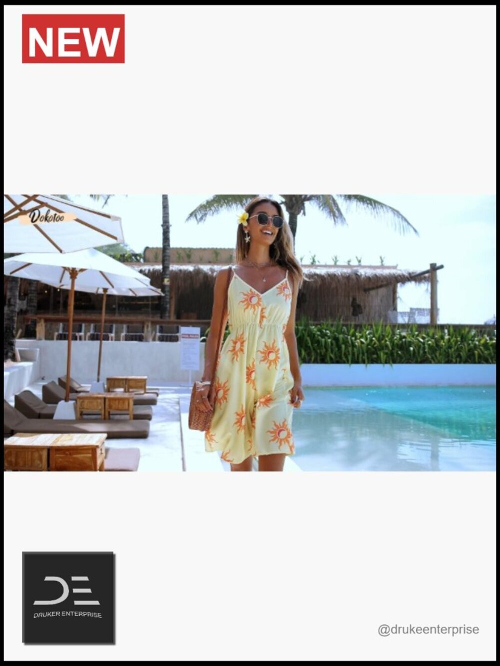 Floral V-Neck Spaghetti Strap Flowy Boho Mini Sundress - Picture 7 of 7